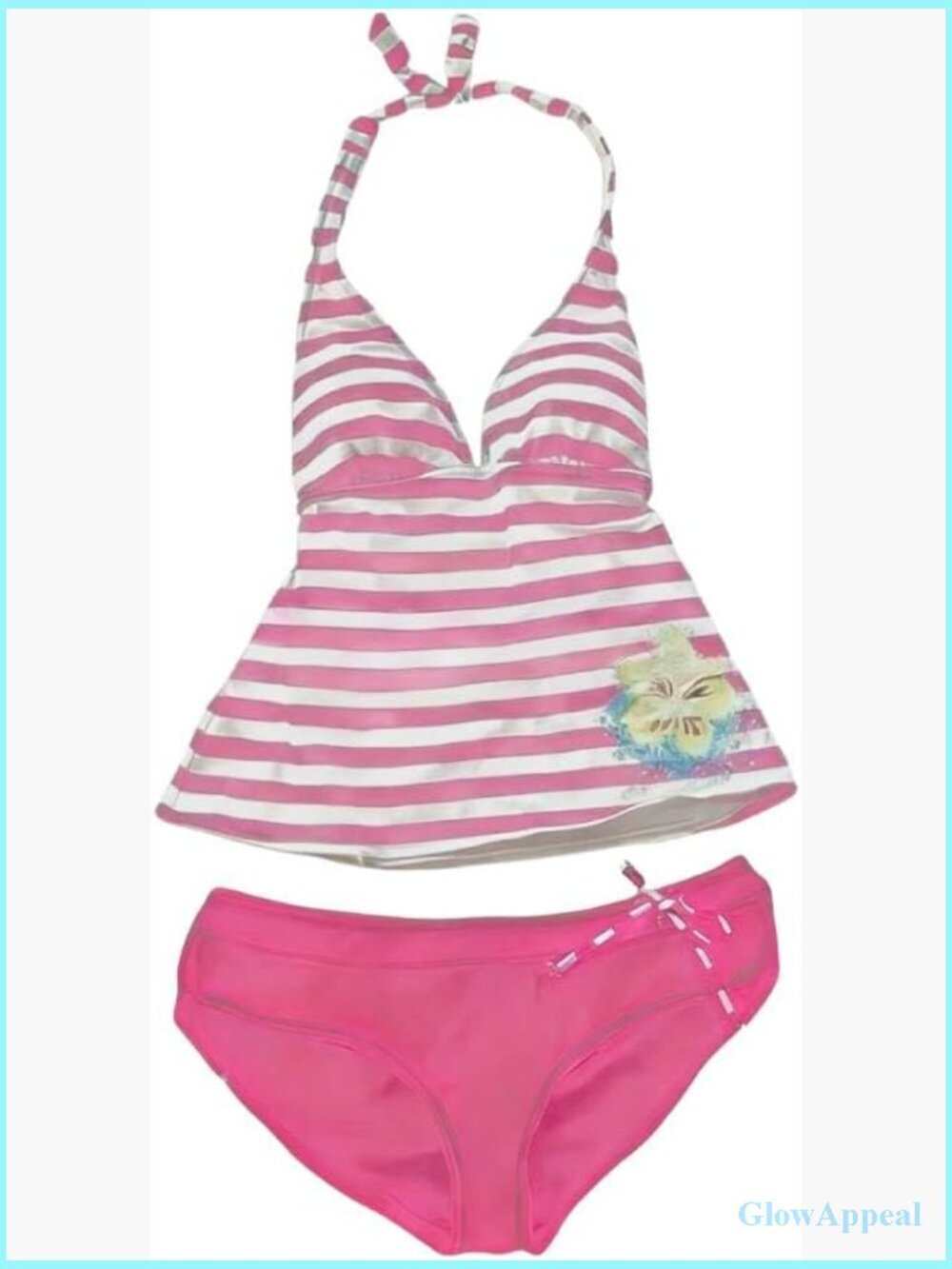 Y2K Striped Halter Neck Bikini Set - 2 Piece Swimsuit with Adjustable Straps